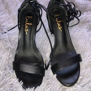 Lulu’s Black Lace Up Heels